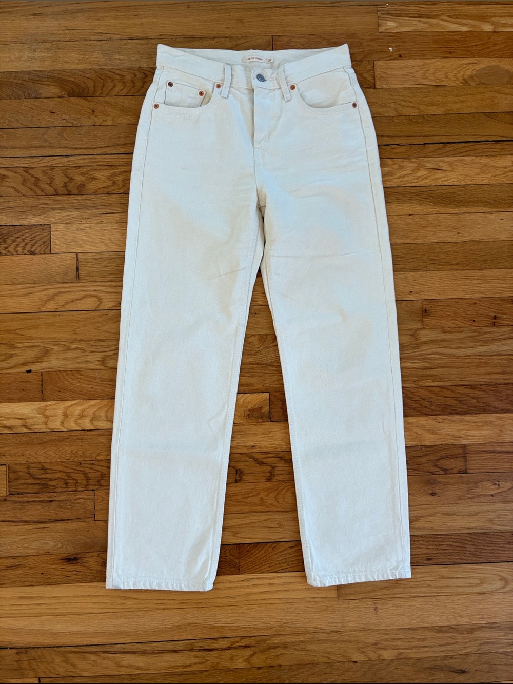 Levi’s Low Pro Straight 27 Off White Rigid Denim Cotton Mid Rise 90s Classic
